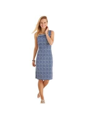 Talbots Blue Star Geometric Effortless Jersey Shift Dress
